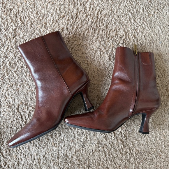 Anne Klein Shoes - Anne Klein Brown Leather Ankle Boots